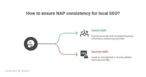 Diagram illustrating how NAP consistency is a crucial local SEO ranking factors.