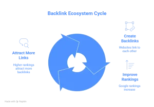 Backlink ecosystem cycle illustrating the best backlink strategies.