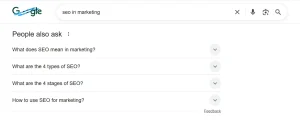 People Also Ask box expansion illustrating featured snippets optimization and SEO-related user questions