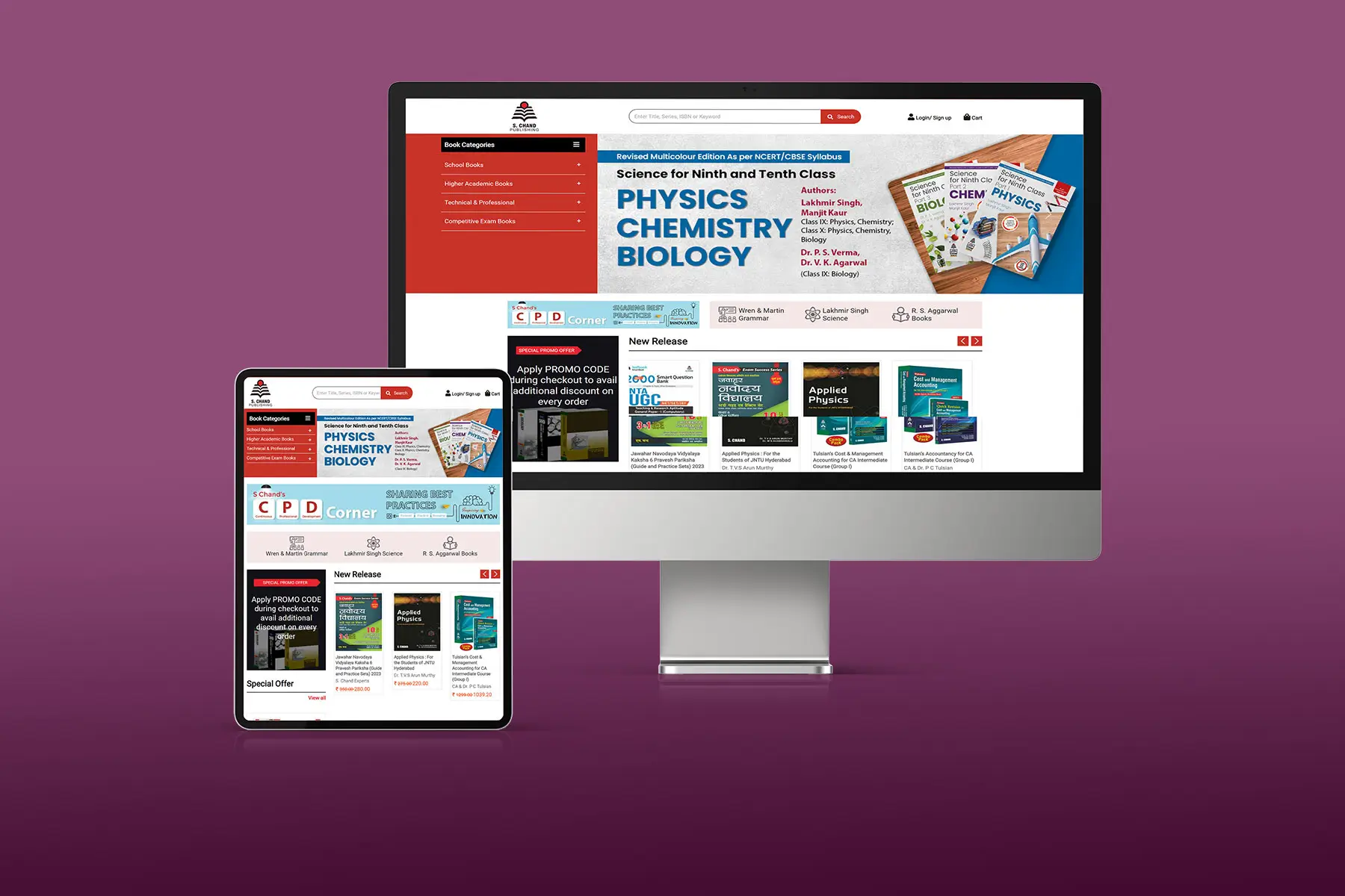 Educational institution website displayed on desktop and mobile devices