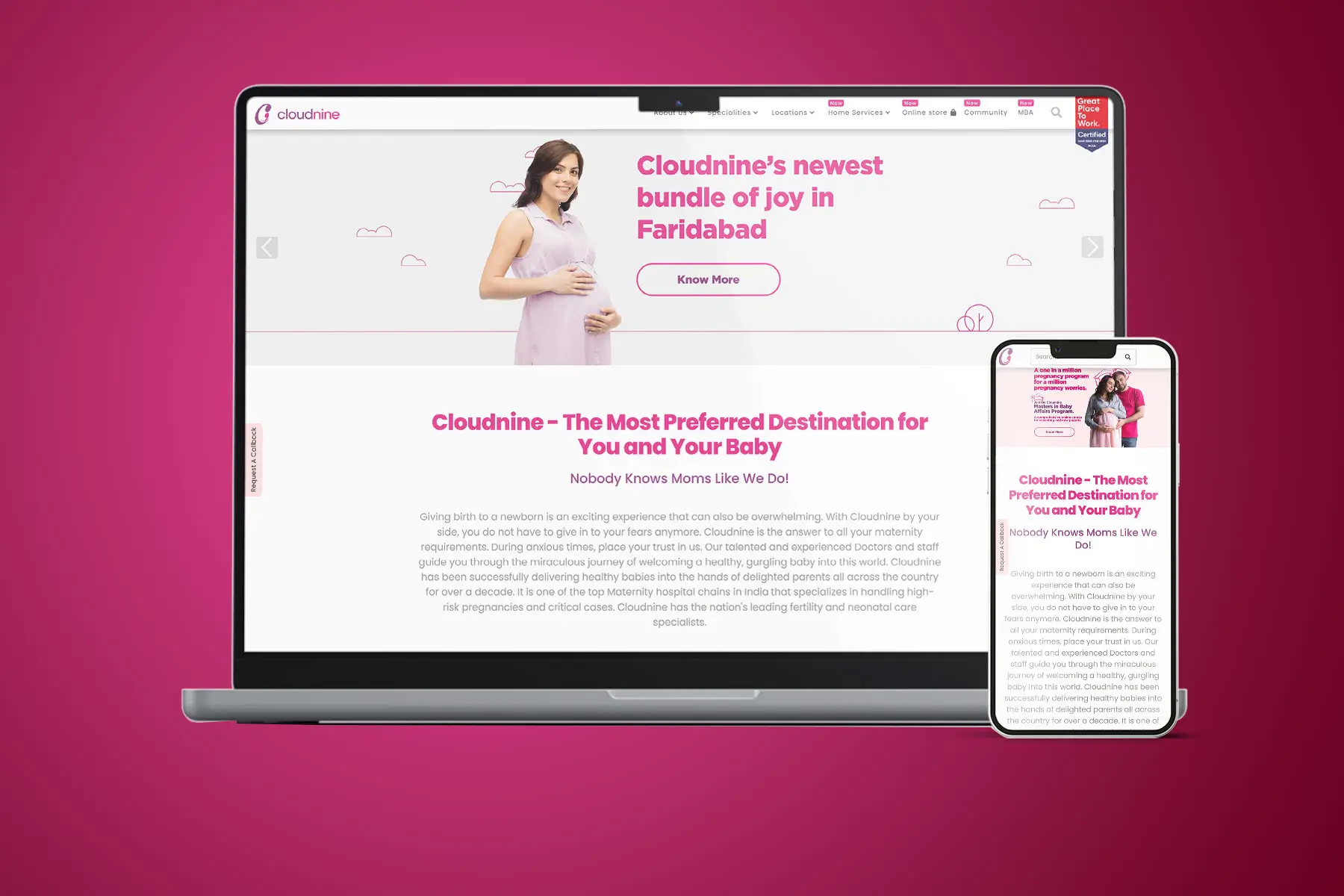 Healthcare website design displayed across desktop and mobile screens