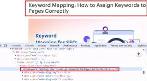 H1 tag example showing how on page seo elements are structured in page HTML