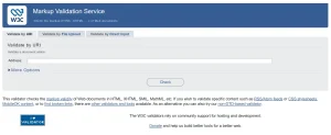 fix w3c validation errors using html markup validation service