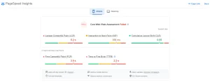 What Are Core Web Vitals? Common Website Issues That Cost You Rankings 1 Google PageSpeed Insights report showing LCP, INP, CLS scores and failed Core Web Vitals assessment on mobile.