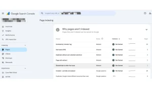 Why Google Is Not Indexing Your Pages: 15 Common Causes & Fixes 2 Google Search Console displaying page indexing errors such as noindex, 404, redirects, duplicate pages, and crawled but not indexed.